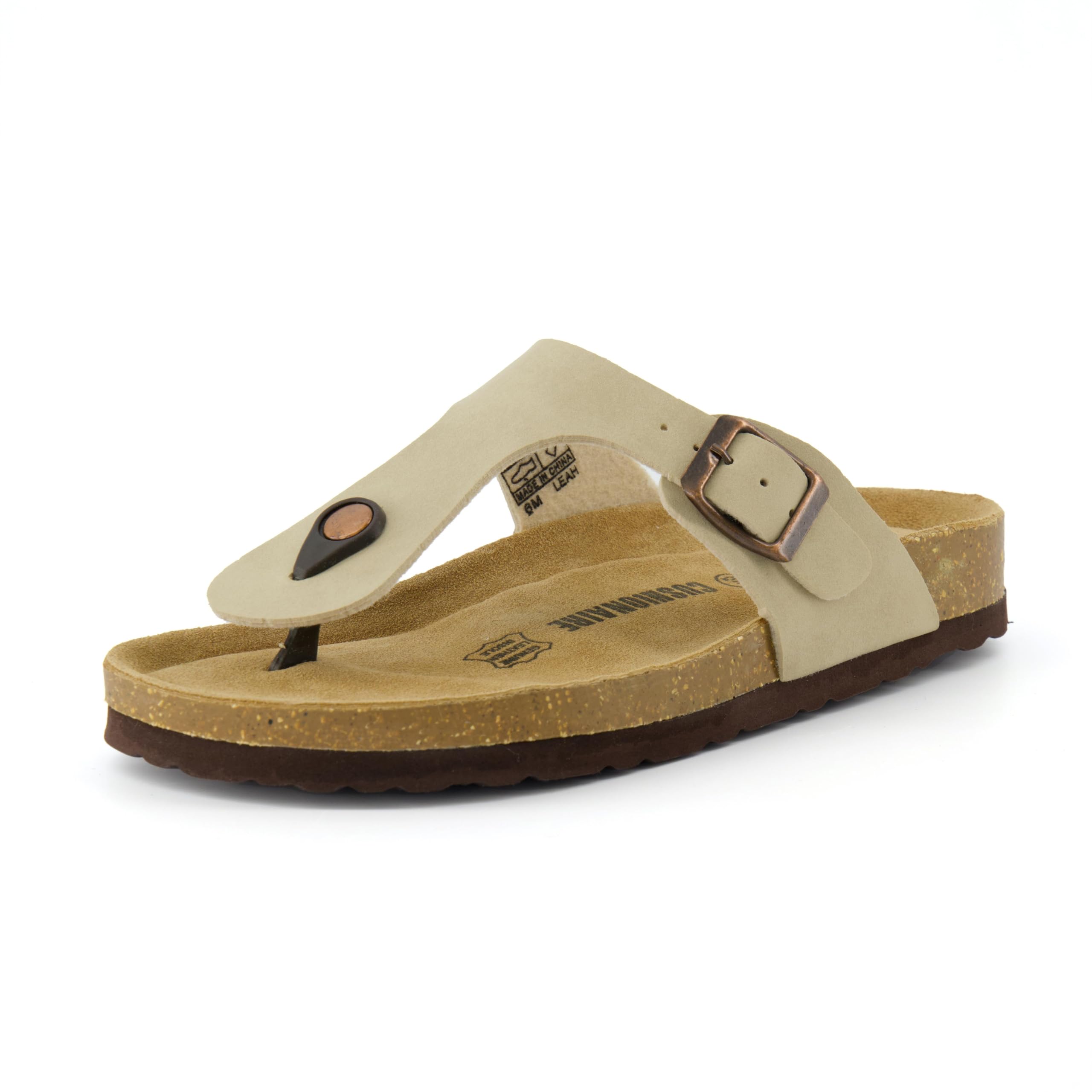 CUSHIONAIRE レディース Leah Cork フットベッドサンダル +快適, ストーン, 26.0 cm