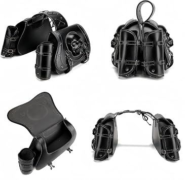 Motorcycle Saddlebag, 30L Leather Waterproof Side Saddle Bags with Cup Holder, Universal Powersports Saddlebags for Harley Davidson Sportster Dyna Softail Honda Shadow Rebel Yamaha Vulcan
