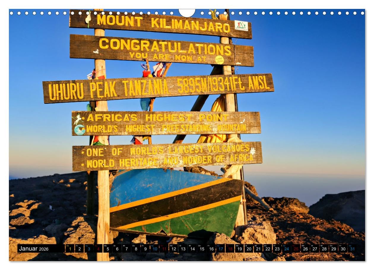 Kilimanjaro - das Dach Afrikas (Wandkalender 2026 DIN A3 quer), CALVENDO Monatskalender: Der höchste Berg Afrikas und einer der berühmtesten freistehenden Berge der Welt (CALVENDO Orte)