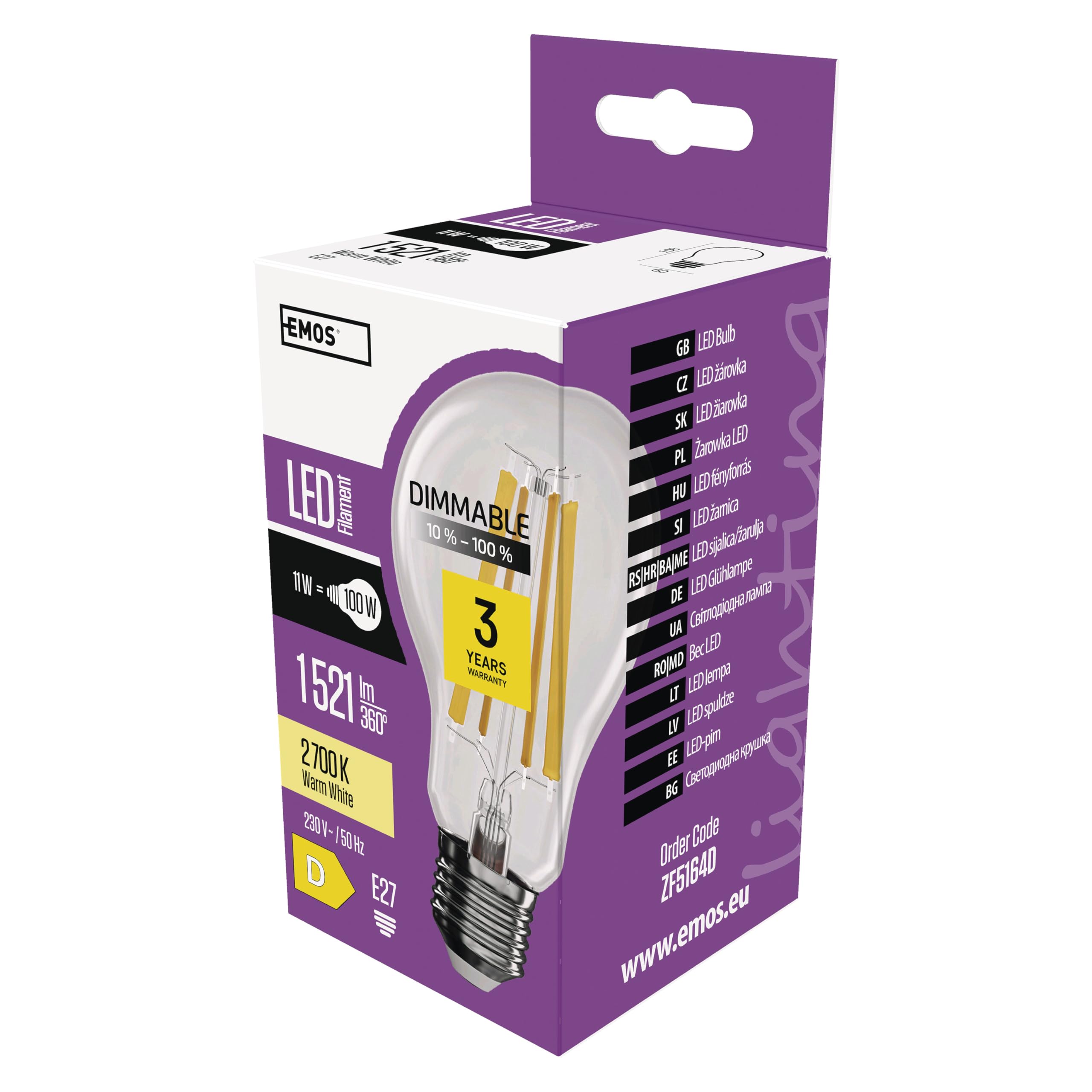 EMOS Ampoule LED Edison A60, 5 W de remplacement pour ampoule à incandescence de 75 W, ampoule vintage avec culot E27, luminosité 1060 lm, blanc neutre 4000 K, durée de vie extra EMOS Ampoule LED Edison A60, 5 W de remplacement pour ampoule à incandescence de 75 W, ampoule vintage avec culot E27, luminosité 1060 lm, blanc neutre 4000 K, durée de vie extra