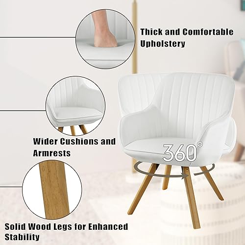 Miniatura 4 de KithKasa Juego de 2 sillas de comedor modernas de mediados de siglo, silla de escritorio sin ruedas, silla giratoria de oficina en casa con patas de