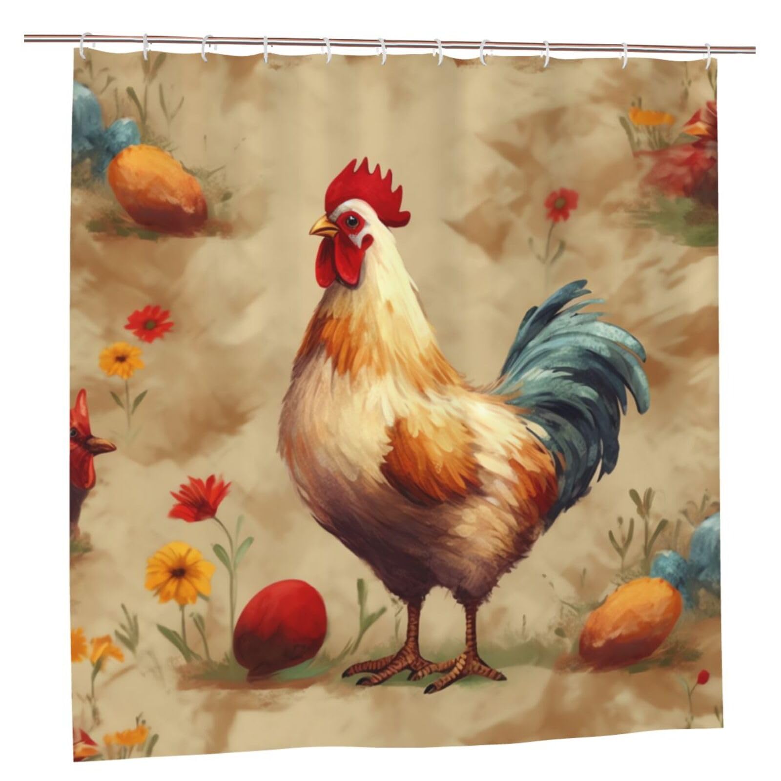 Rideau de douche imperméable anti-moisissure avec 12 crochets solides 183x183cm