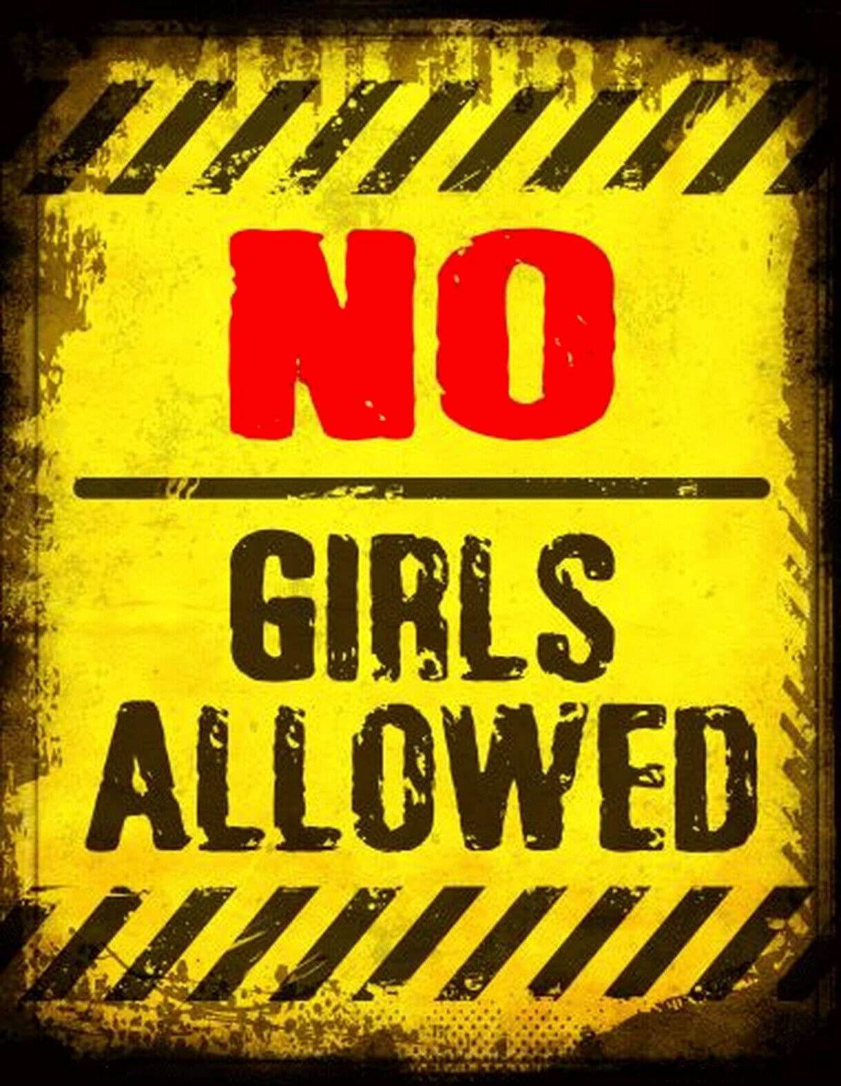 BigBazza Vintage Advertising Wall Tin Plaque 20x15cm - Pub Shed Bar Man Cave Home Bedroom Office Kitchen Gift Metal Sign - Retro Warning Hazard No girls Allowed Boys Door Room Quote