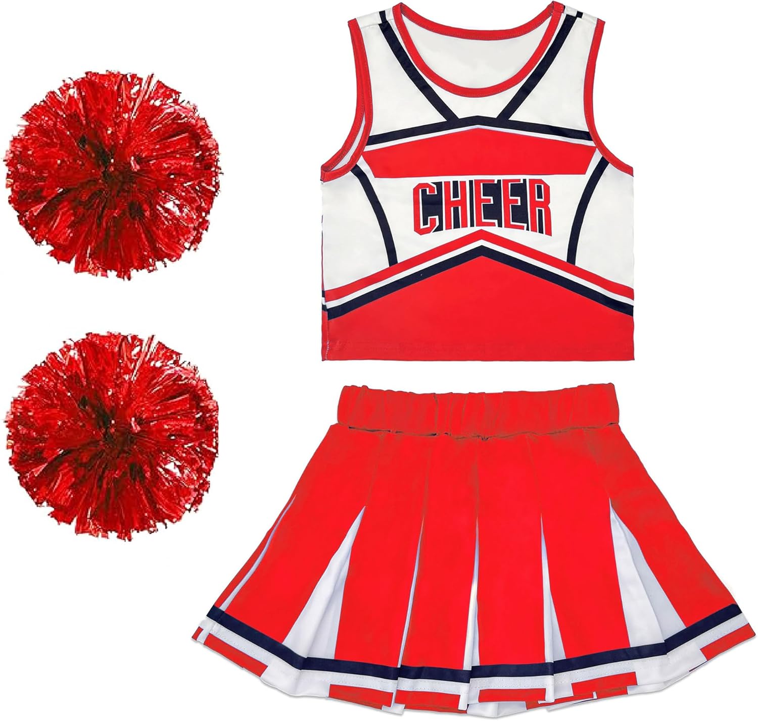 Danzcue Cheerleader Costume for Girls, Cheerleader Dress, Cheerleading Uniform for Halloween Cosplay Gifts, Pink, Small