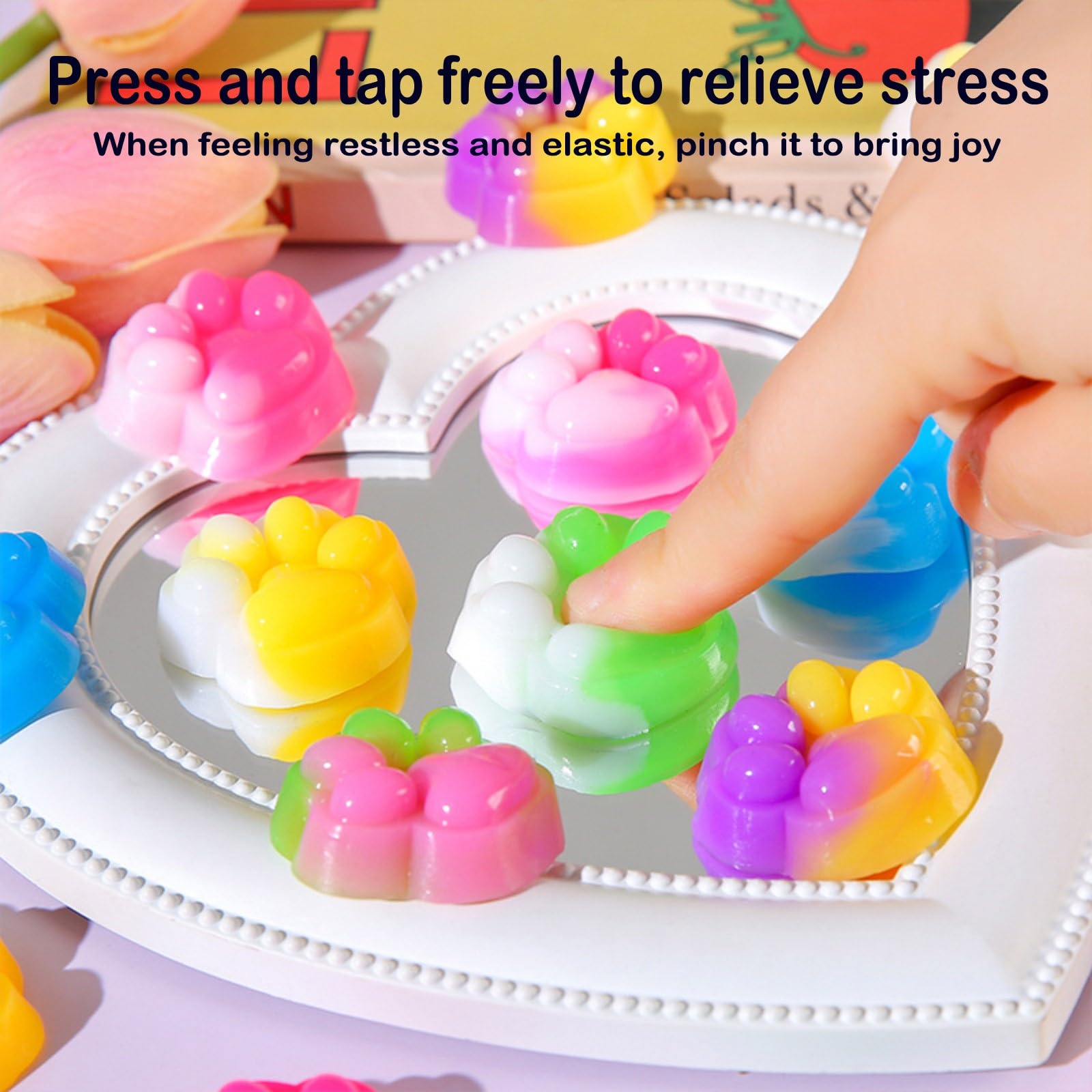 Lot De 10 Mini Squishy Pattes De Chat – 3 Cm, Ultra-Doux, Sensoriel Anti-Stress – Couleurs Aléatoires, Dès 3 Ans