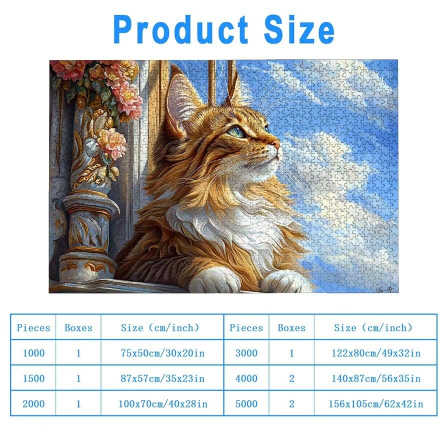 Puzzle 3000 Pièces Chat, Puzzle 3000 Pièces pour Adultes et Enfants à Partir de 14 Ans, Mignon Puzzles Bois avec Une Boîte d'Emballage Exquise, Puzzles pour Décoration Murale, Idee Cadeau Femme, -5530