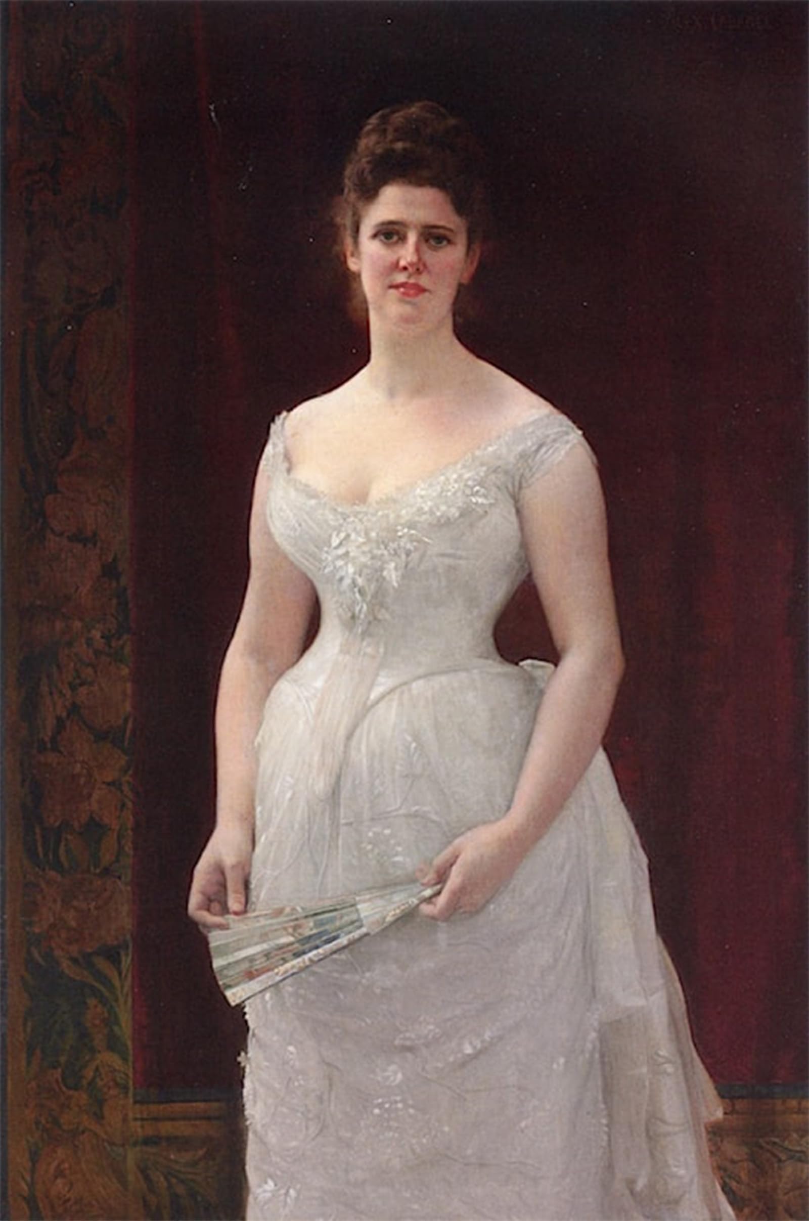 POSTERIIk Vintage Classic Picture Landscape Artwork Portrait of a Lady in a White Dress by Alexandre Cabanel Portrait Canvas Painting for Office Home Decor 60x90cm