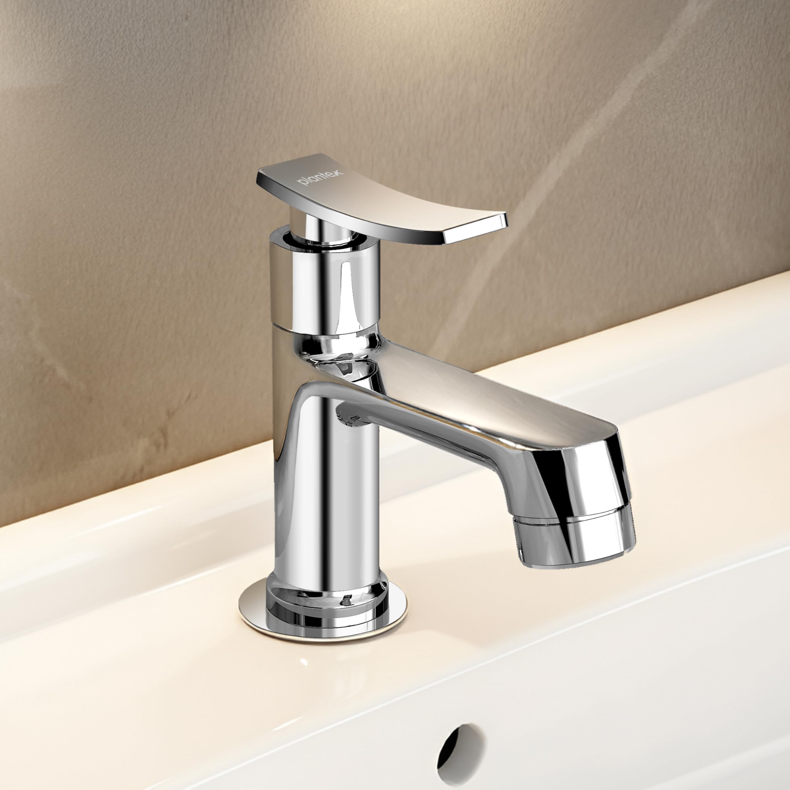 Plantex Chrome Pillar Tap - Single Lever Basin Tap -1