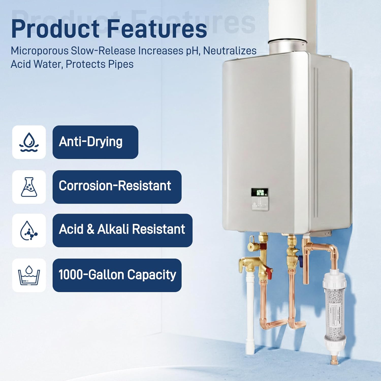 Condensate Neutralizer Kit Compatible with Rinnai 804000074, Condensate Neutralizer for Tankless Water Heater & Efficient Boilers, Prevents Pipe Corrosion