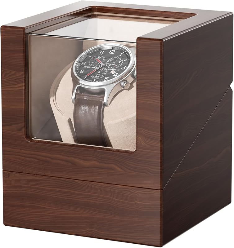 Automatic Watch Winder, Single AutomaticWatchWinder Case, Rechargeable Lithium Battery,Powered bySilent Motor Made in Japan, Automatic WatchDisplayStorage Rotating Case