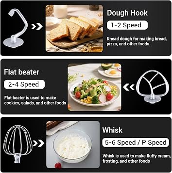 Stainless Steel 6-Speed 7.4QT Stand Mixer | 700W motor, 7.4QT bowl, tilt-head design. Dough hook, beater & whisk. For bread, cakes & dough