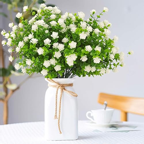 Miniatura 4 de Flores Artificiales para Exteriores, 8 Ramos de Flores Artificiales Resistente a los Rayos UV, Flores Plásticas Falsas para Exteriores, Arbustos