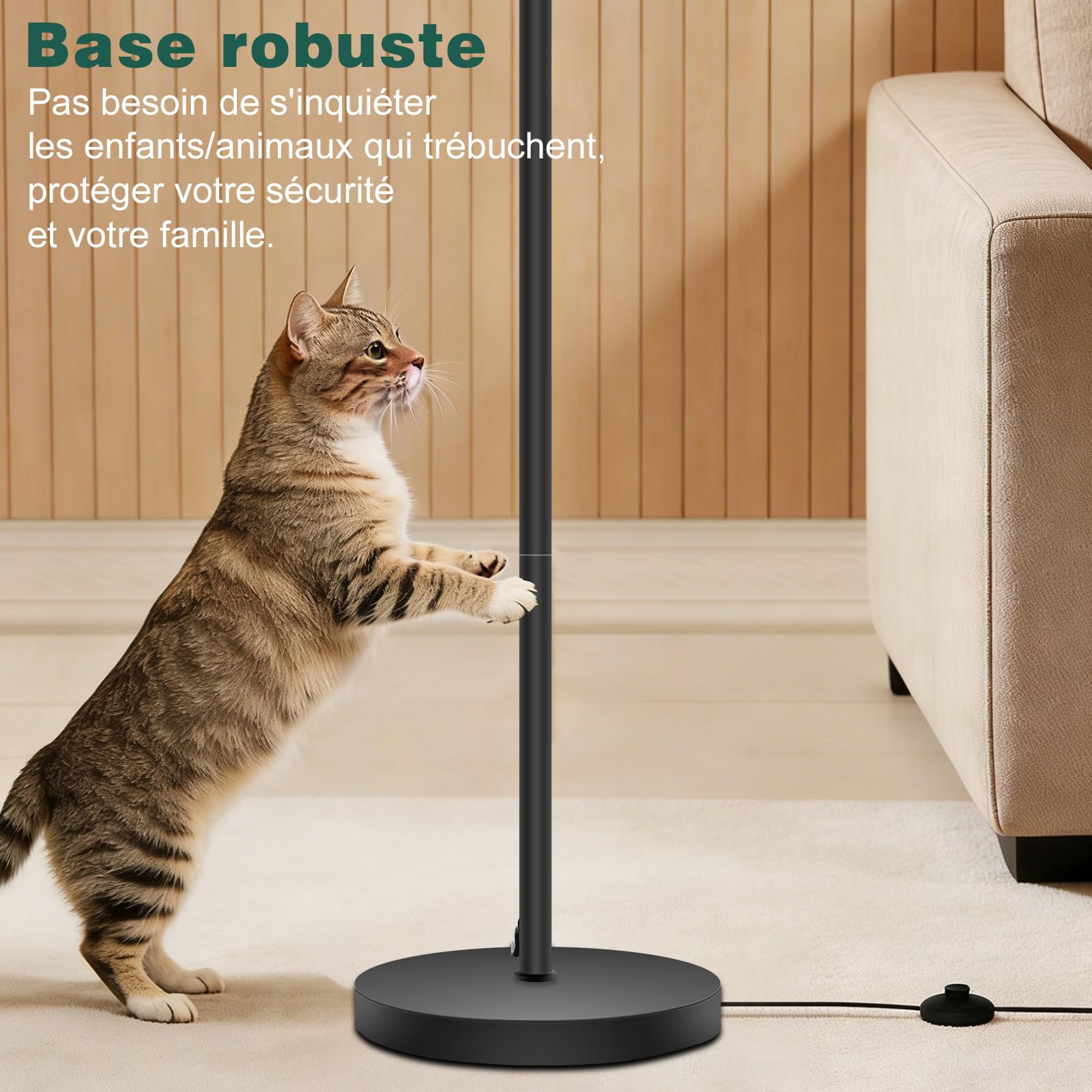 Lampada da terra per soggiorno, 170 cm, ad arco, moderna, con paralume in lino beige regolabile e interruttore a pedale, lampadina LED E27 3000 K inclusa, lampada da lettura per camera da letto