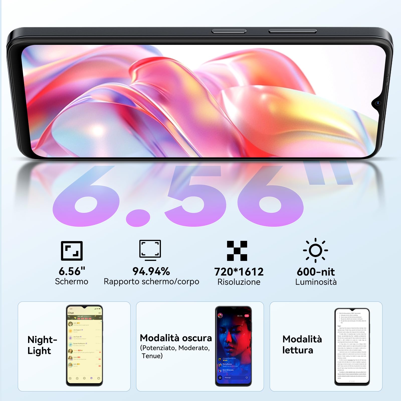 Blackview Wave 9C Smartphone Android 15 con Cover Girevole a 360°, Telefono Cellulare IP54 6.56'' HD+, 12GB+64GB Telefoni, Cellulari 5000mAh, 13+8MP, Dual 4G SIM, OTG, GPS, 3.5mm Jack