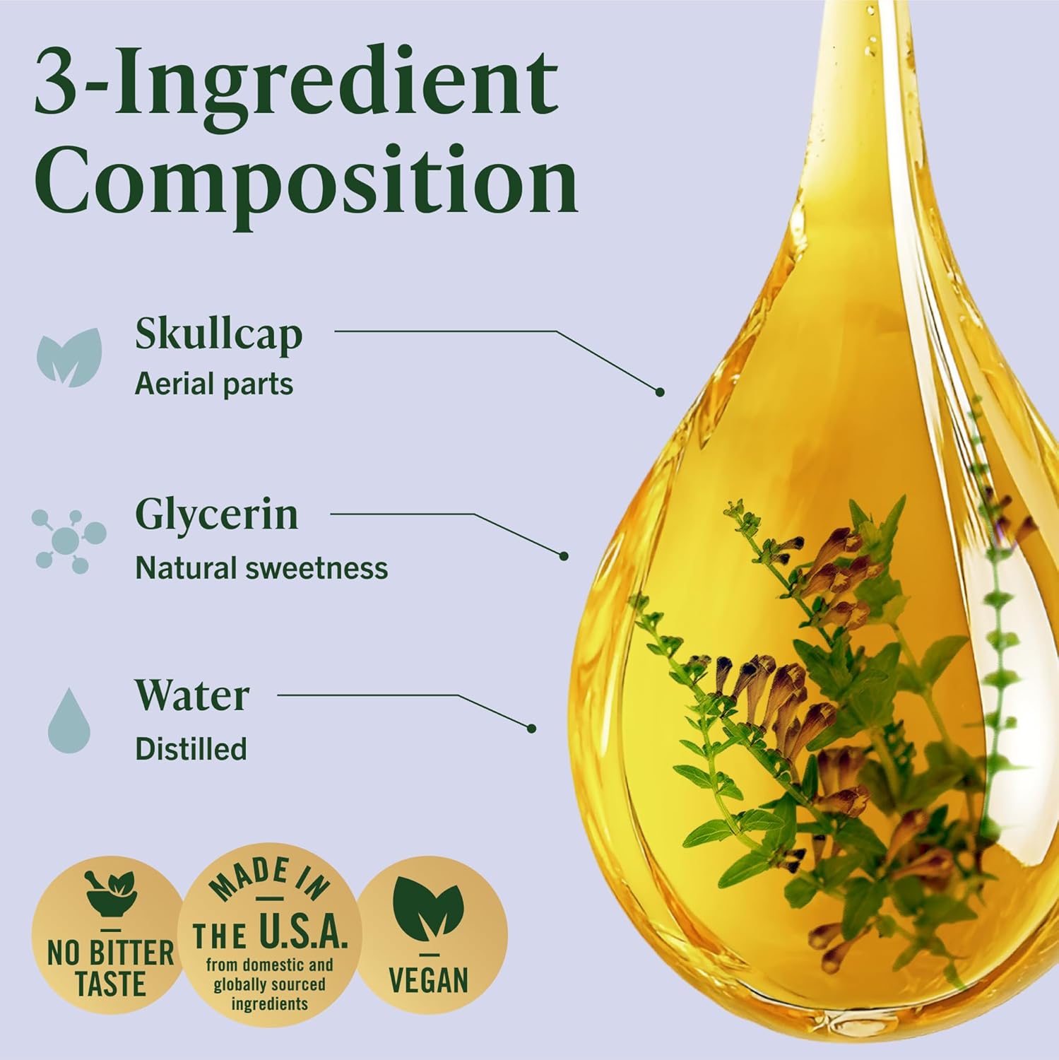 HERBAMAMA Skullcap Herb Tincture - Vegan Mood Support & Relaxation with Skullcap Extract Drops - Non-GMO, Alcohol & Sugar-Free Liquid Calming Supplement, 42-Day Supply - Image 4