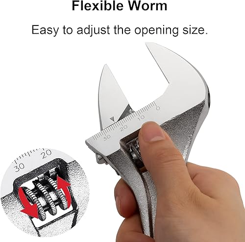 Vista 24 de Jetech Llave ajustable de 24 pulgadas – Llave de cambio profesional de acero al cromo vanadio resistente con apertura de calibre ancho y escala