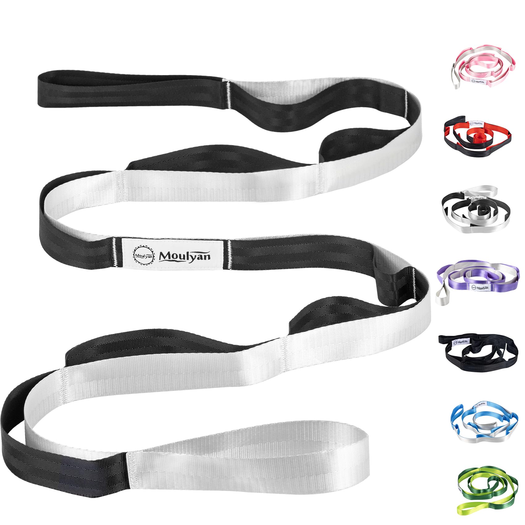 Stretching Strap Yoga Strap for Physical Therapy,10 Loops Yoga Straps for Stretching,Non-Elastic Stretch Strap for Pilates, Flexibility, Exercise, Stretch Band Women Men