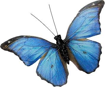 Berfutall-Morpho Butterfly Feather Butterflies on Picks Floral Supplies Set of 12 pcs Halloween Thanksgiving Decorations...