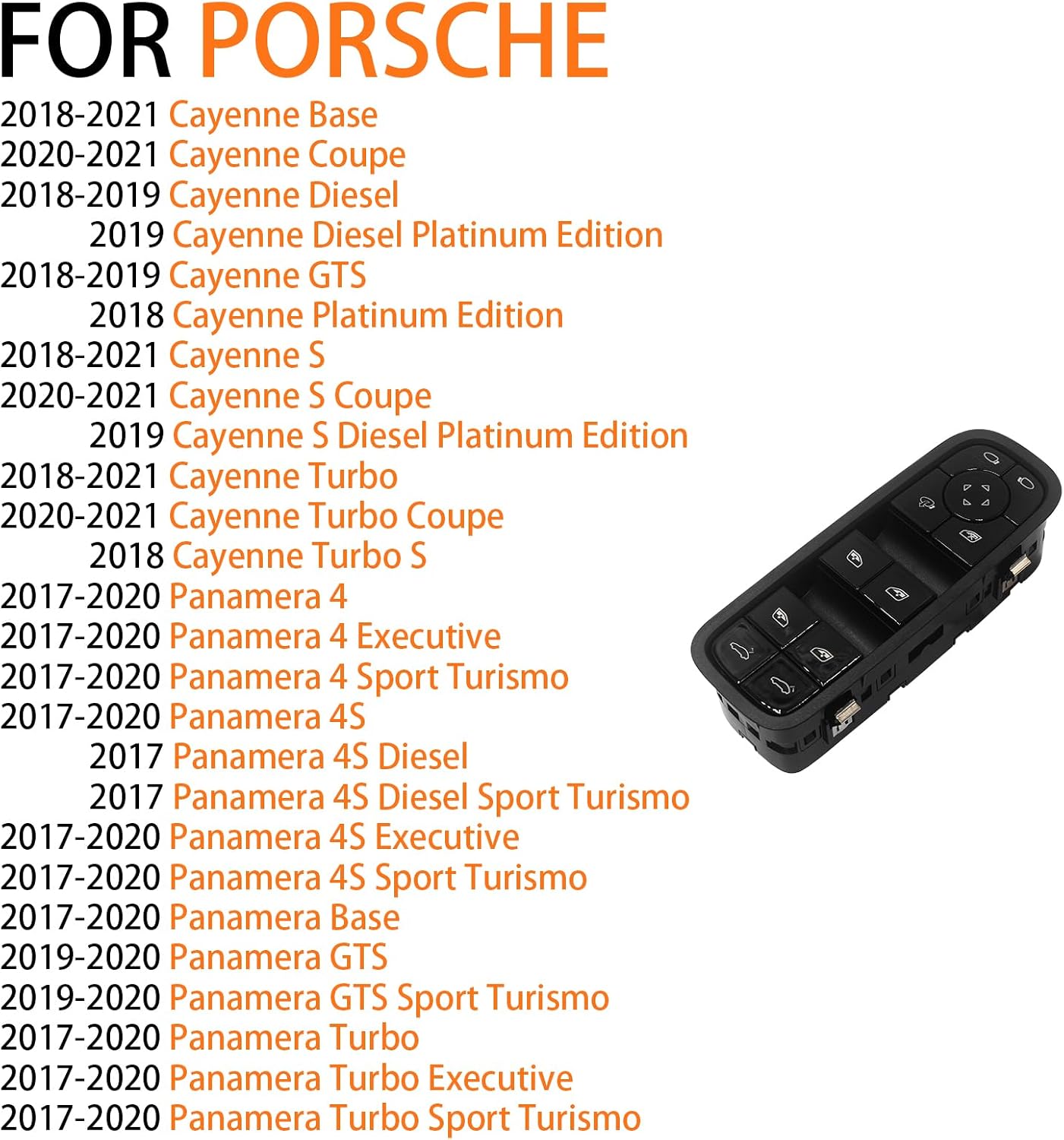 971959858C Power Window Switch Drive Side for Porsche Panamera 2017-2021, Cayenne 2018-2021