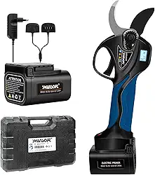 SWANSOFT 35mm Tesoura de Poda Elétrica sem fio com 2 baterias 16,8V 4Ah, Tesoura de Poda a bateria para pomar e vinhedo 8608A