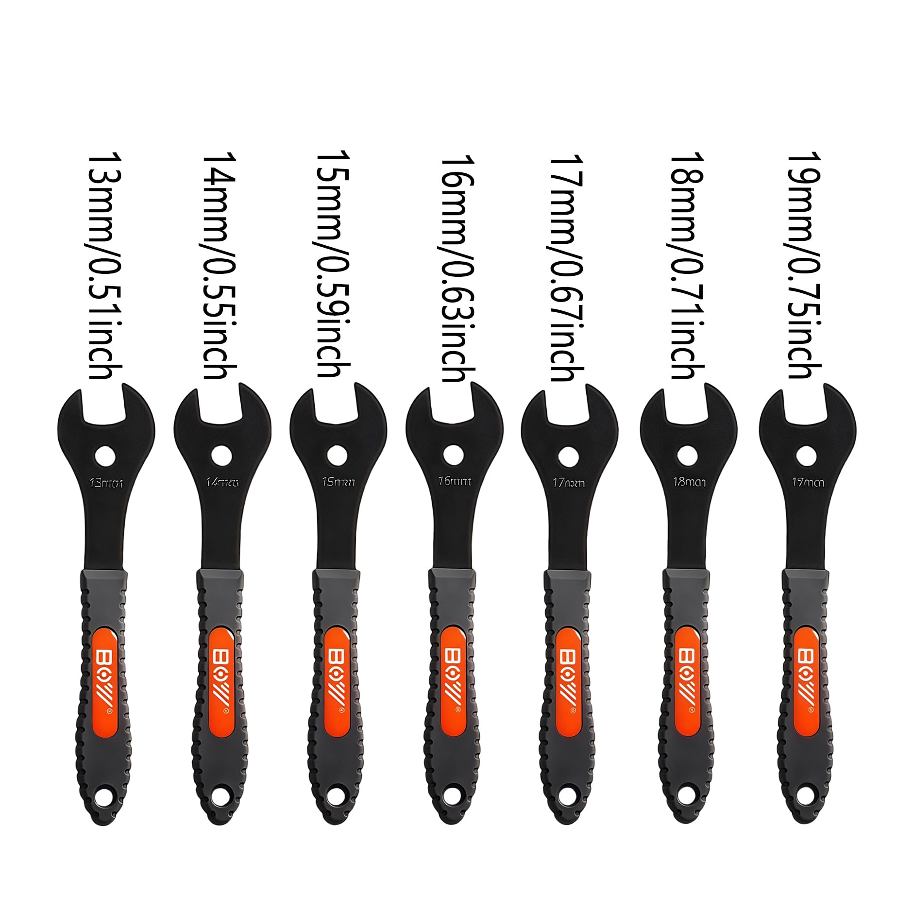 KMRDND Bicycle Cone Wrench Set, Spanner Bike Wheel Hub Axle Nut Install Remover Cycling Wrench (Spnner13-14-15-16-17-18-19)