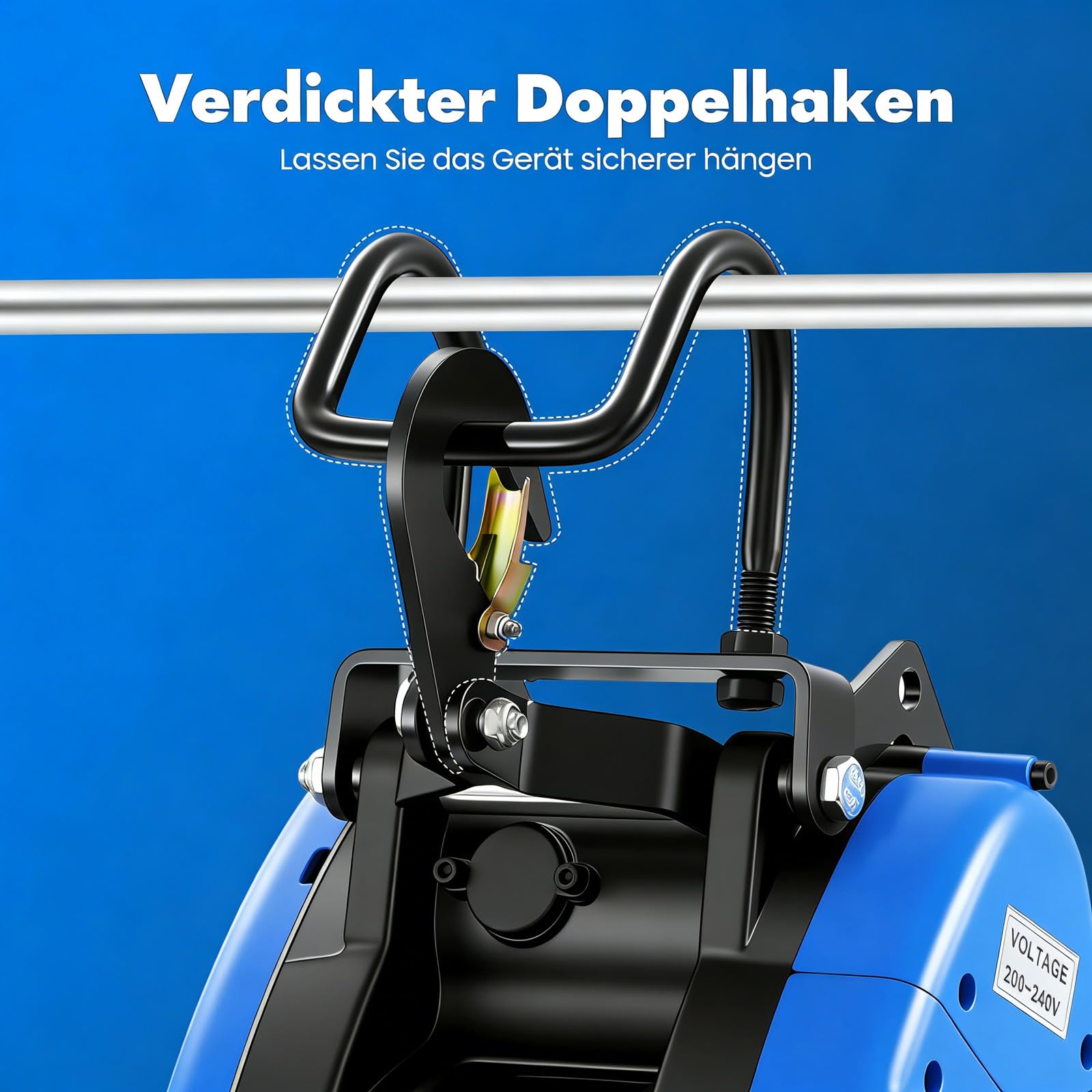 Mobile Seilwinde Elektrisch 230V 250kg Tragkraft 29m-Hubhöhe 19m/min Elektro Seilhubzug mit Funkfernbedienung (100m) 30m-Stahldrahtseil Hängetaster Sicherheits-Lasthaken Begrenzer 1.5m-Kabellänge