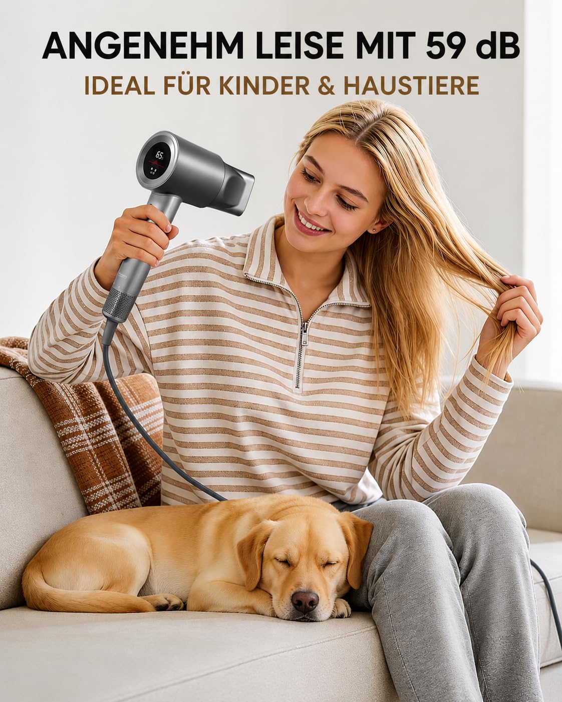 Profi Haartrockner mit LED-Display, 110.000 U/min Brushless Motor, 200 Mio. Plasma-Ionen, Schnelles Trocknen, Ultra Leise, Leichtgewicht, Diffusor inklusive, Für Glattes Haar&Weniger Frizz