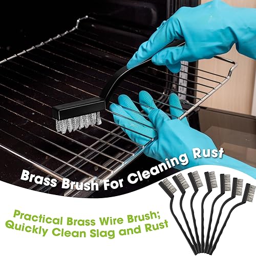 Miniatura 3 de Juego de 90 cepillos de alambre de mango curvo, cepillo de alambre para limpiar mampostería de metal para limpiar soldadura, escoria y herramienta