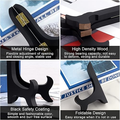 Miniatura 3 de Petutu Paquete de 6 soportes de madera de 4 pulgadas para caballetes (negro)