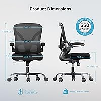 Vista 2 de Silla de oficina de malla, silla de escritorio ergonómica cómoda de 330 libras con soporte lumbar ajustable, sillas ejecutivas para computadora