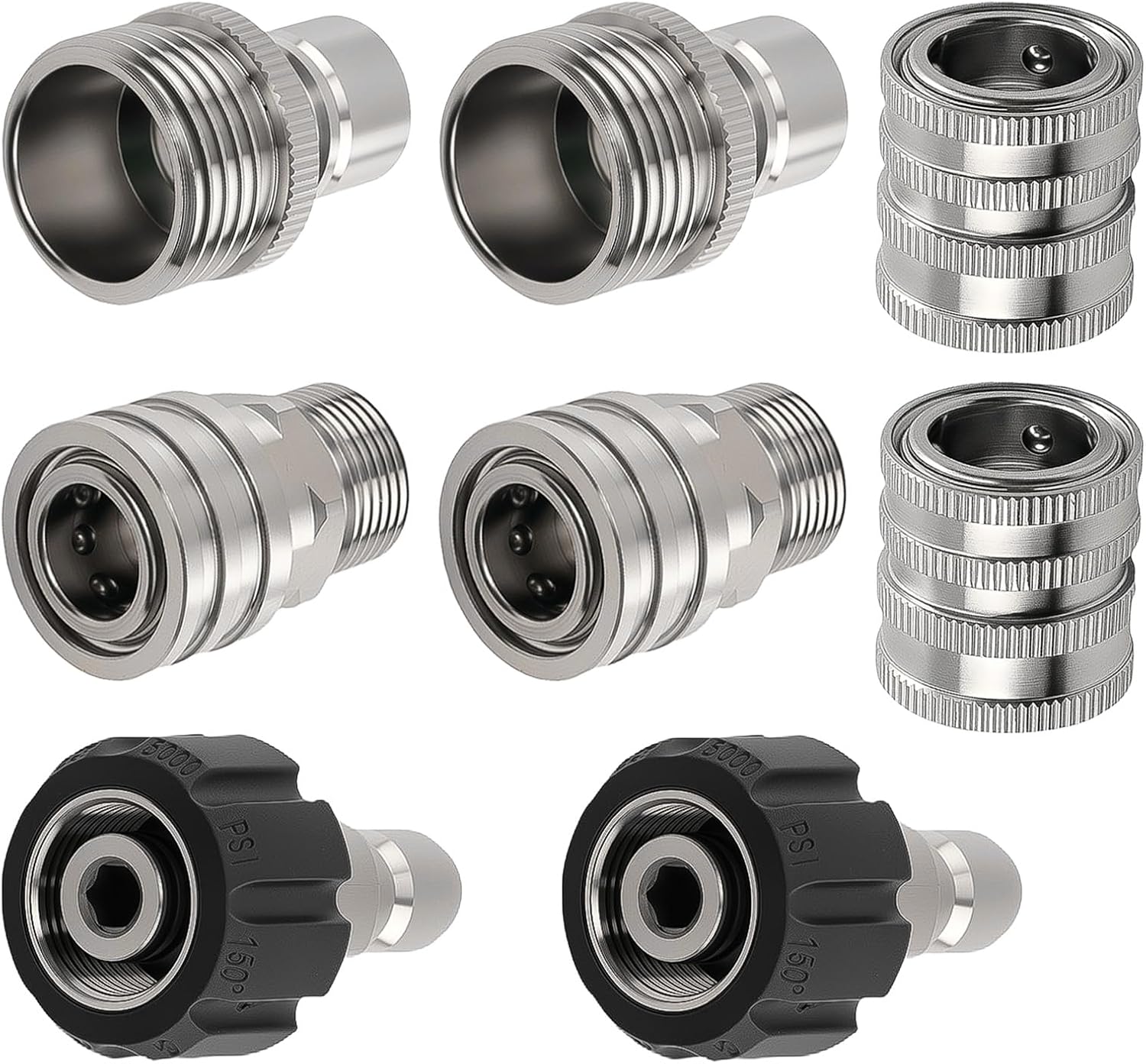 maXpeedingrods Pressure Washer Adapter Set, Quick Connect Hose Fittings, M22 14 mm Quick Connect Swivel to 3/8'' Quick Connect Fittings, Stainless Steel Pressure Washer Adapter, 8 Pieces