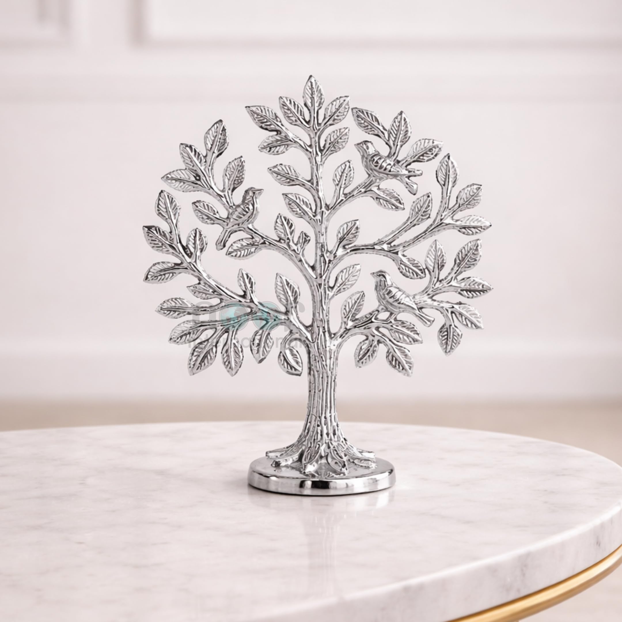 Silver Kalpvriksh Tree Sculpture - Tree of Life Decor -4