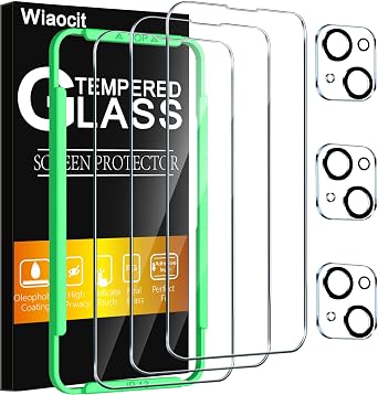 Wiaocit 3 Pack Tempered Glass Screen Protector for iPhone 13 with 3 Pack Camera Lens Protector, 9H Hardness, Bubble Free, Case Friendly