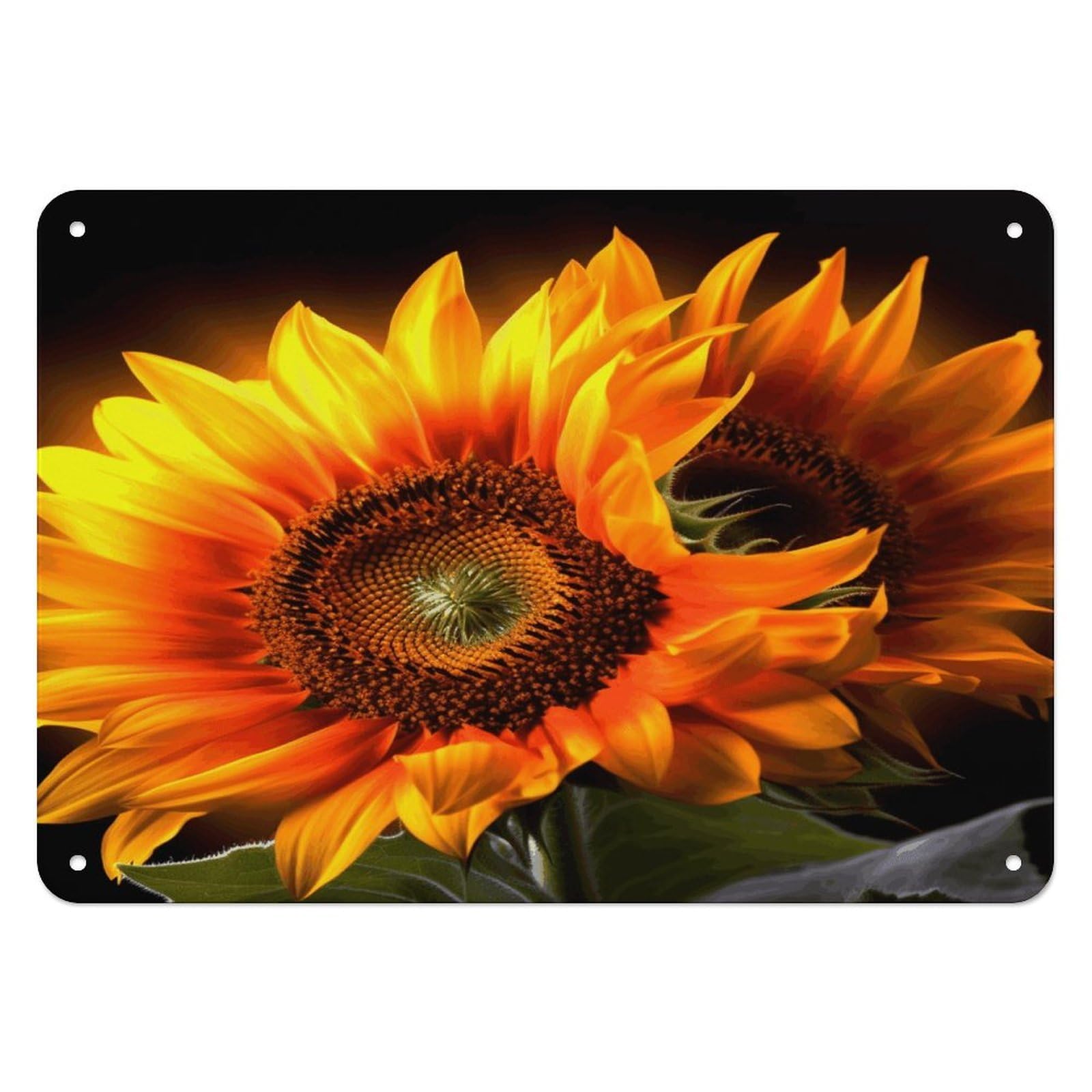 Fekiloot Style Orange Sunflower Wallpaper Wall Decor Iron Painting Metal Sign