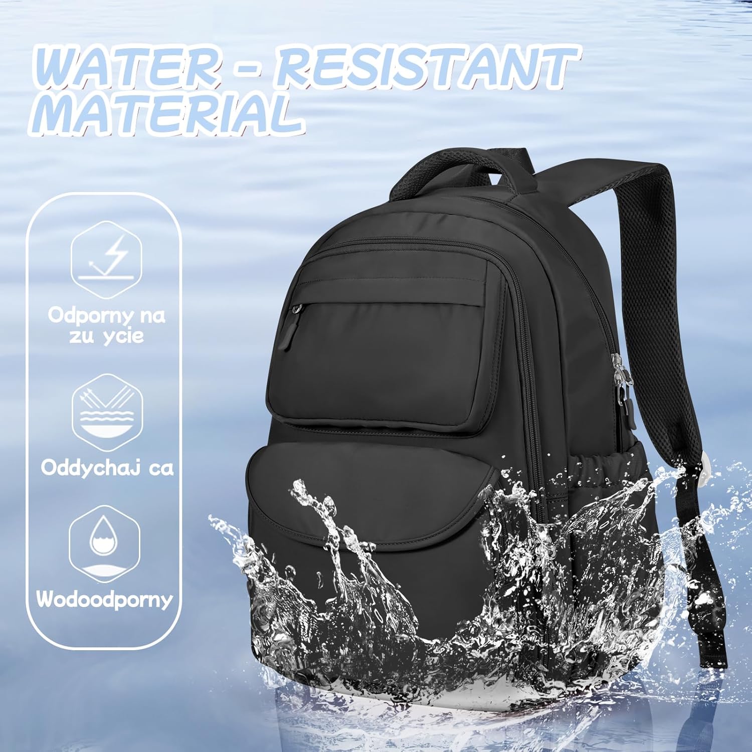 Cute Black Backpack For School Teens Girls Boys, Aesthetic Kids Elementary School Backpacks, Waterproof Middle Students Bookbag, Large Capacity Backpack For College Women Men