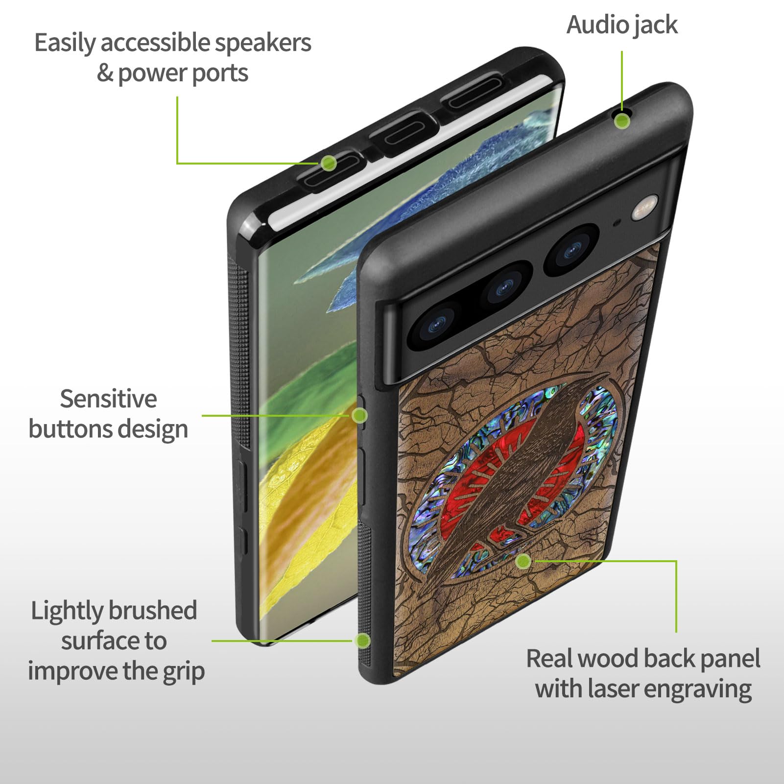 Carveit IPhone 16 Pro Case Magnetic Case, Compatible With MagSafe Wood And Silicone Hybrid