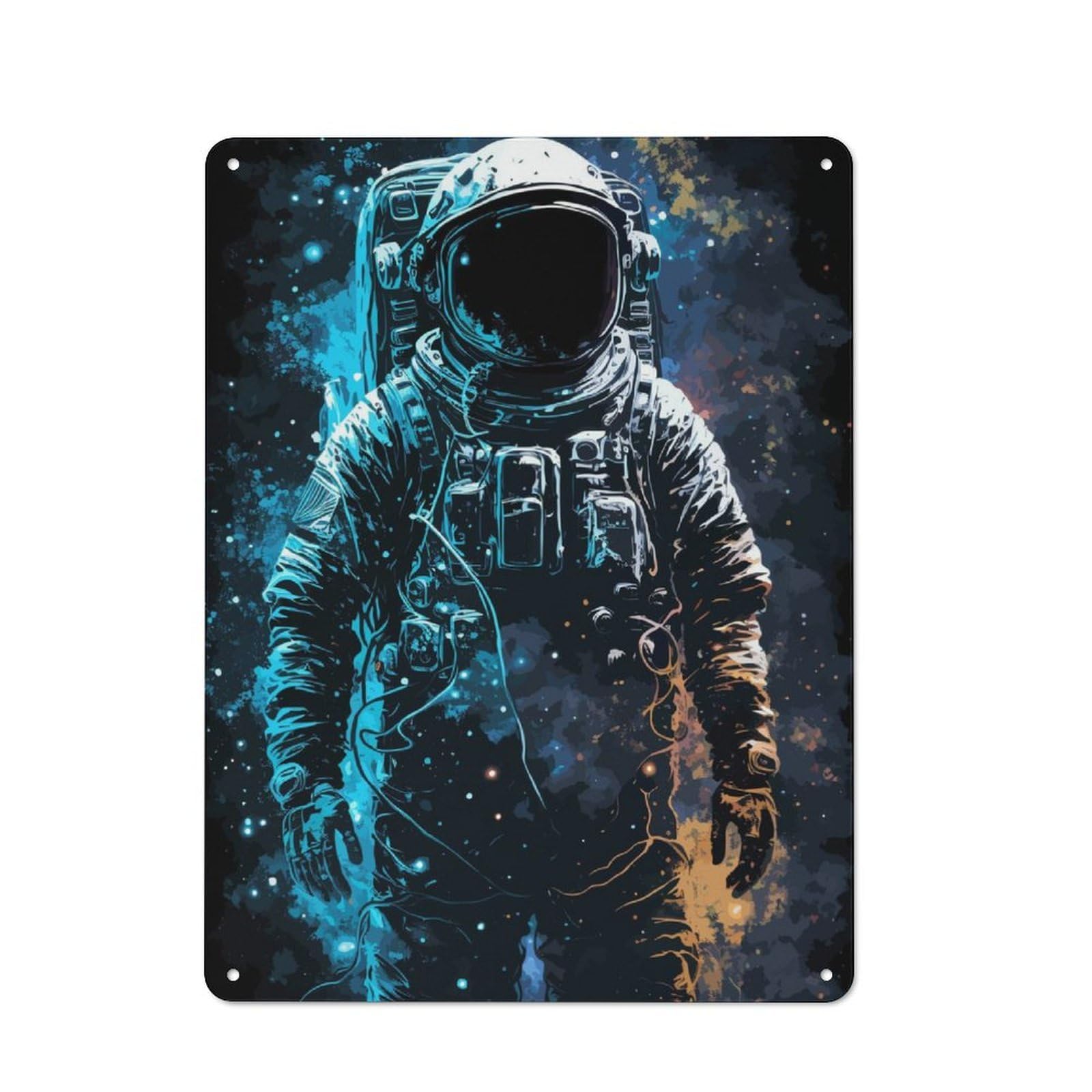 Junmoney Astronaut Splatter Tin Sign 40X30cm With For Living Room Wall, Retro Decor, Gift Idea At Christmas For Living Room Decor Lovers