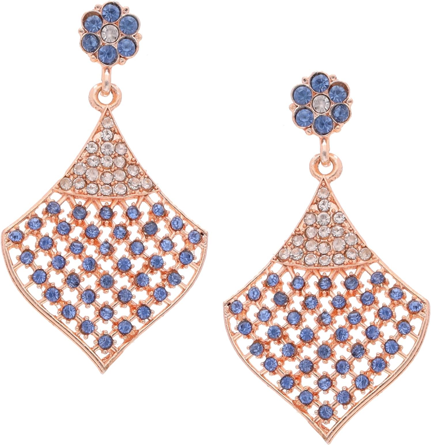 Brado JewelleryRose Gold Polished American diamond Studded Drop Earrings for Women and Girls