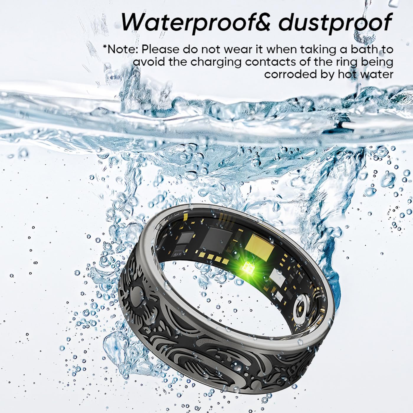 Smart Ring Uomo Donna, Anello Fitness Tracker con App, Scatola di Ricarica, monitoraggio del Sonno, Tracker per Tempo Sportivo, Distanza, Calorie, Impermeabile, Anelli Fitness per d 13