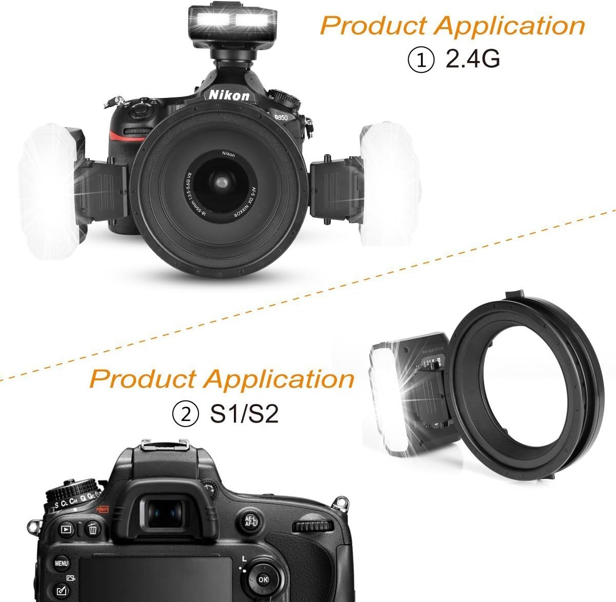 Meike MK-MT24 Macro Twin Lite Wireless Remote Flash with TTL Transceiver/Trigger for Nikon D1X D2 D80 D90 D610 D3100 D3200 D3300 D3400 D5000 D5100 D5300 D5500 D7000 D7100 D7200 Digital SLR Cameras : Electronics