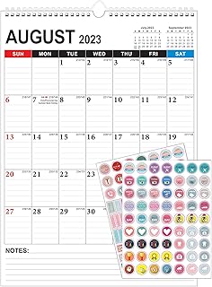 2023-2024 Wall Calendar, 18 Months Large Size 17X12 inch, Runs from July 2023 to December 2024, Monthly Goal, To-do List, Notes, Perfect for Organizing for Office Home (White)