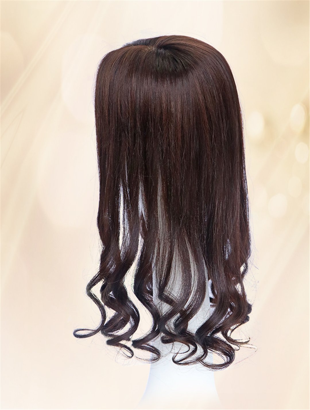 5"x 6" Silk Base Human Hair Toppers Wavy Hairdo Clips in Wiglet Hair Pieces for Women with Thinning Hair, 20" Dark Brown