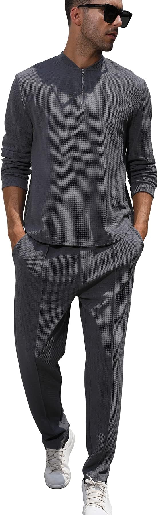 Fashion Men's Tracksuits 2 Piece Casual Athletic Jogging Outfits Short/Long Sleeve Track Suits for Men Set