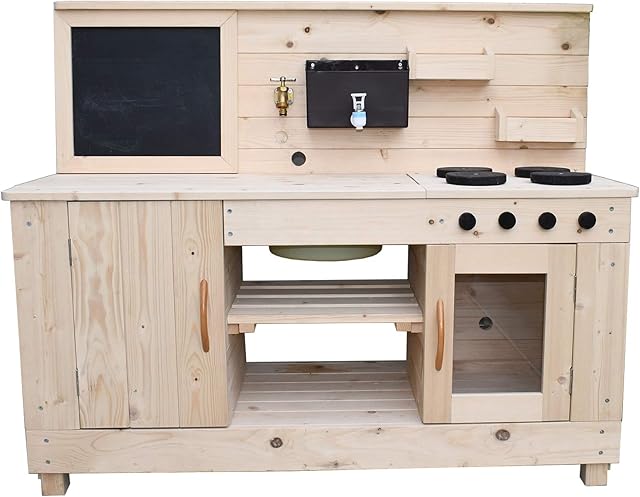 Big Game Hunters Triple Mud Kitchen with Working Tap  Childrens Wooden Outdoor Play Kitchen