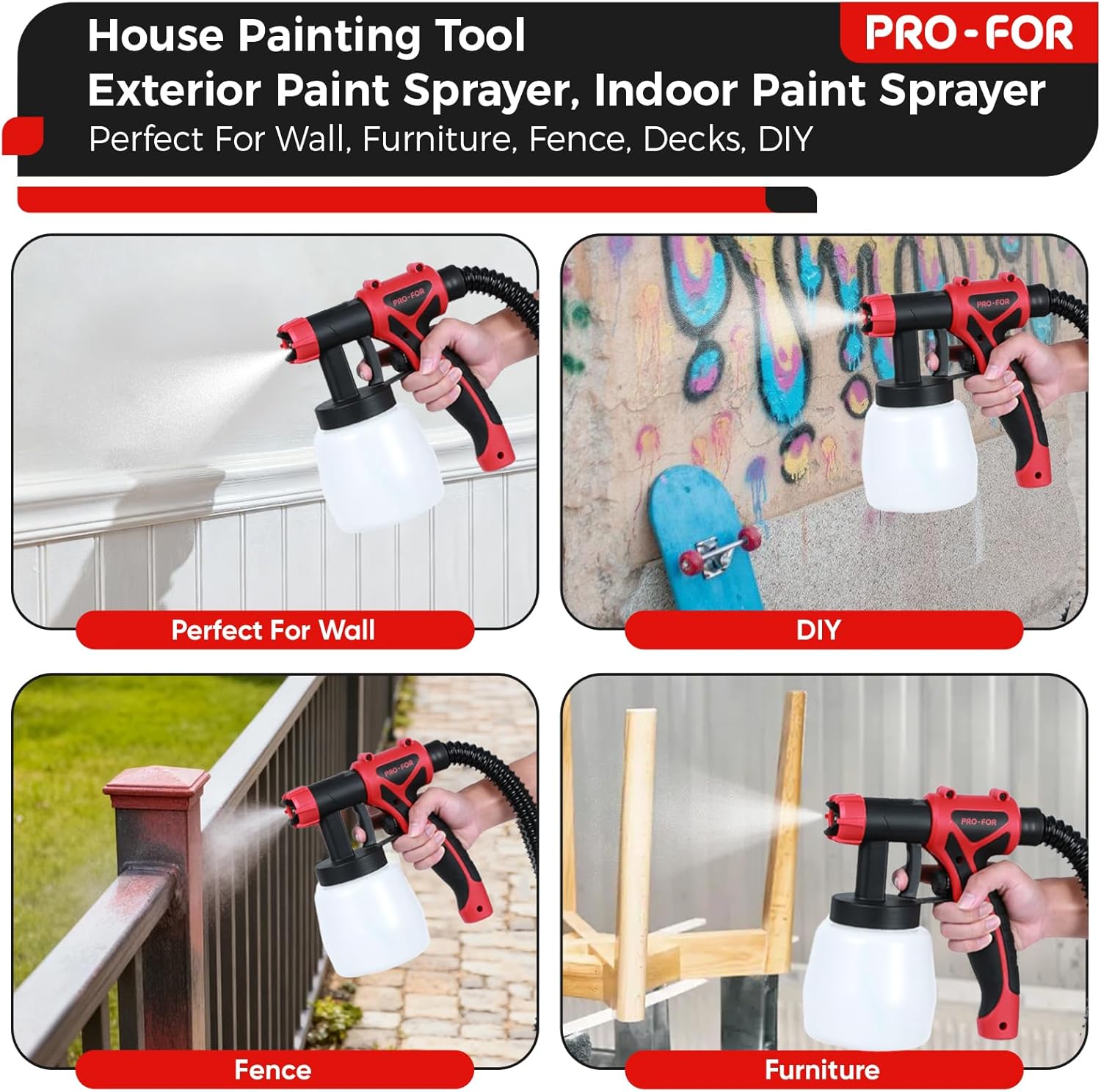 Stationary HVLP Paint Sprayer, 700W Electric Spray Paint Gun, Remote Motor Base & Lightweight Handheld Gun, 1000ml/Min High Flow, 10FT Long Hose & Wheels, for House, Furniture, Cabinets, Fence