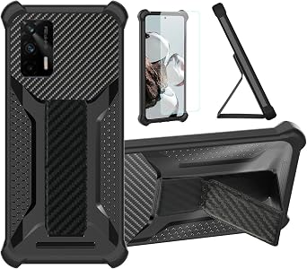 bojioderf Case Compatible for Realme X7 Max Phone Case Cover [with Tempered Glass Screen Protector] Hybrid Case [Folding Support Magnetic] [Frosted Anti-Fingerprint] Black