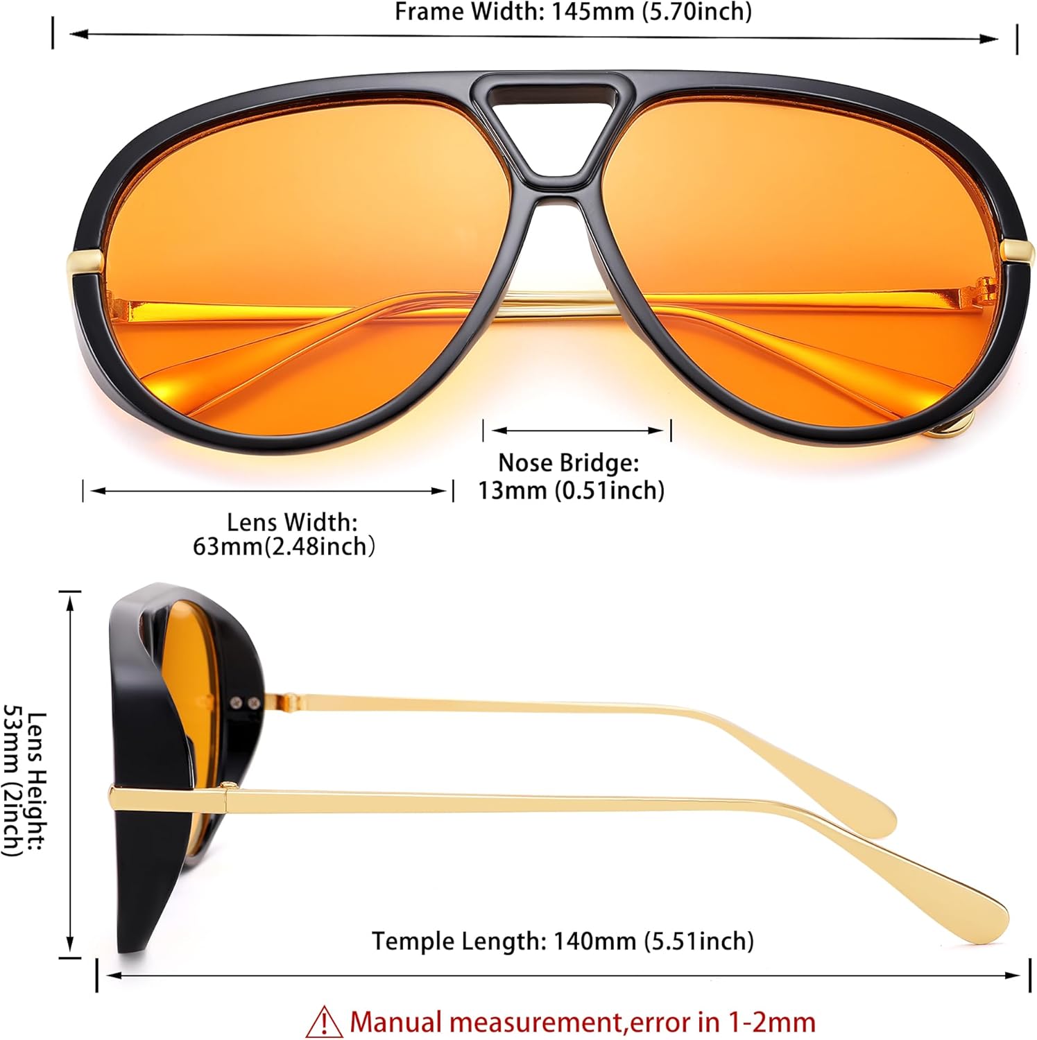 Retro Oversized Aviator Sunglasses for Women & Men, Trendy Round Big Sun Glasses Vintage Shield Shades UV Protection - Image 5