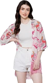PURYS Floral Print Shrug for Women | Lightweight Georgette Kimono| Versatile Casual Shrug for Layering and Summer Fashion Price In India