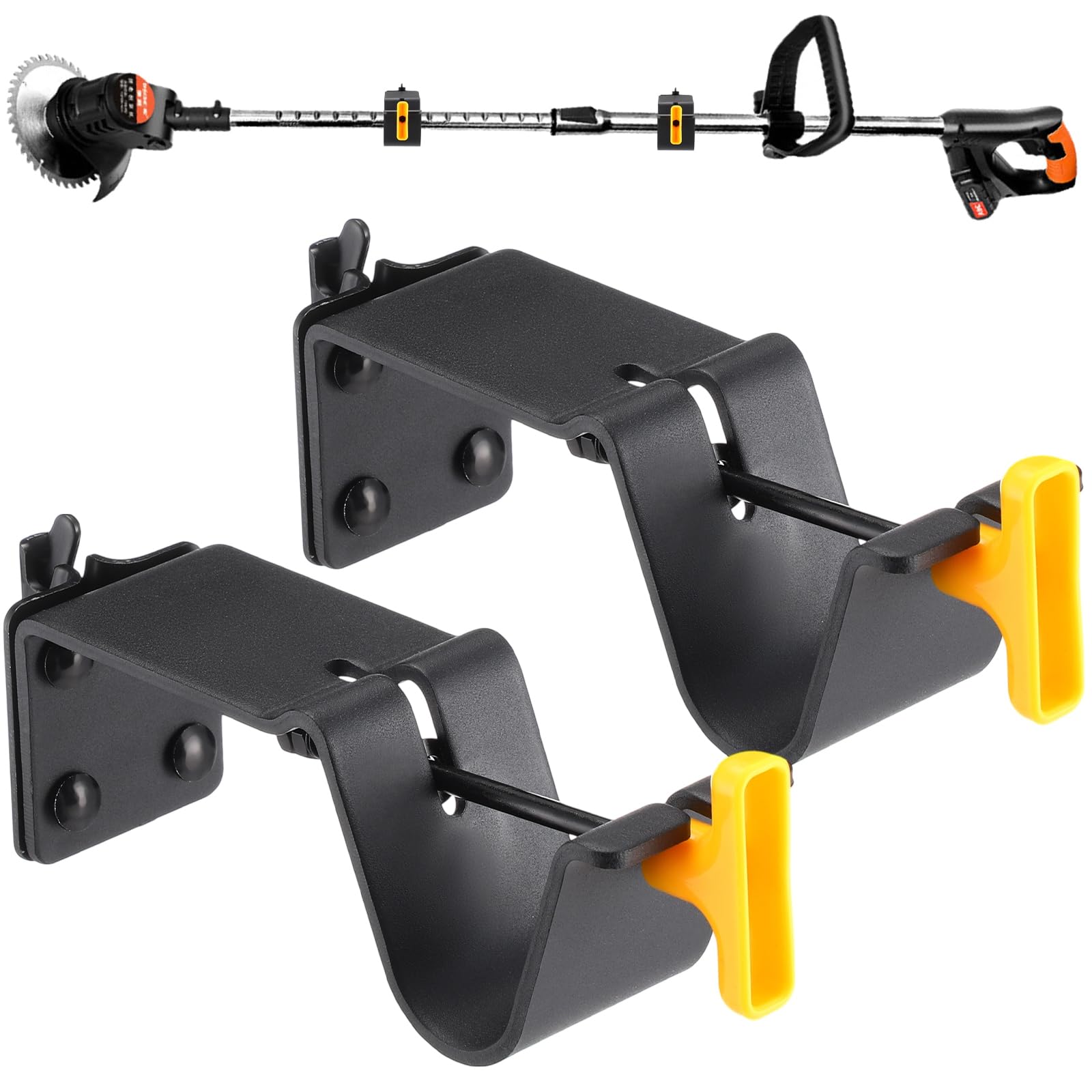 Tandefio Paquete de 2 soportes cerrados para remolque, de acero, para cortasetos, organizan herramientas de paisajismo en pista E en remolque o garaje. Accesorios de equipo