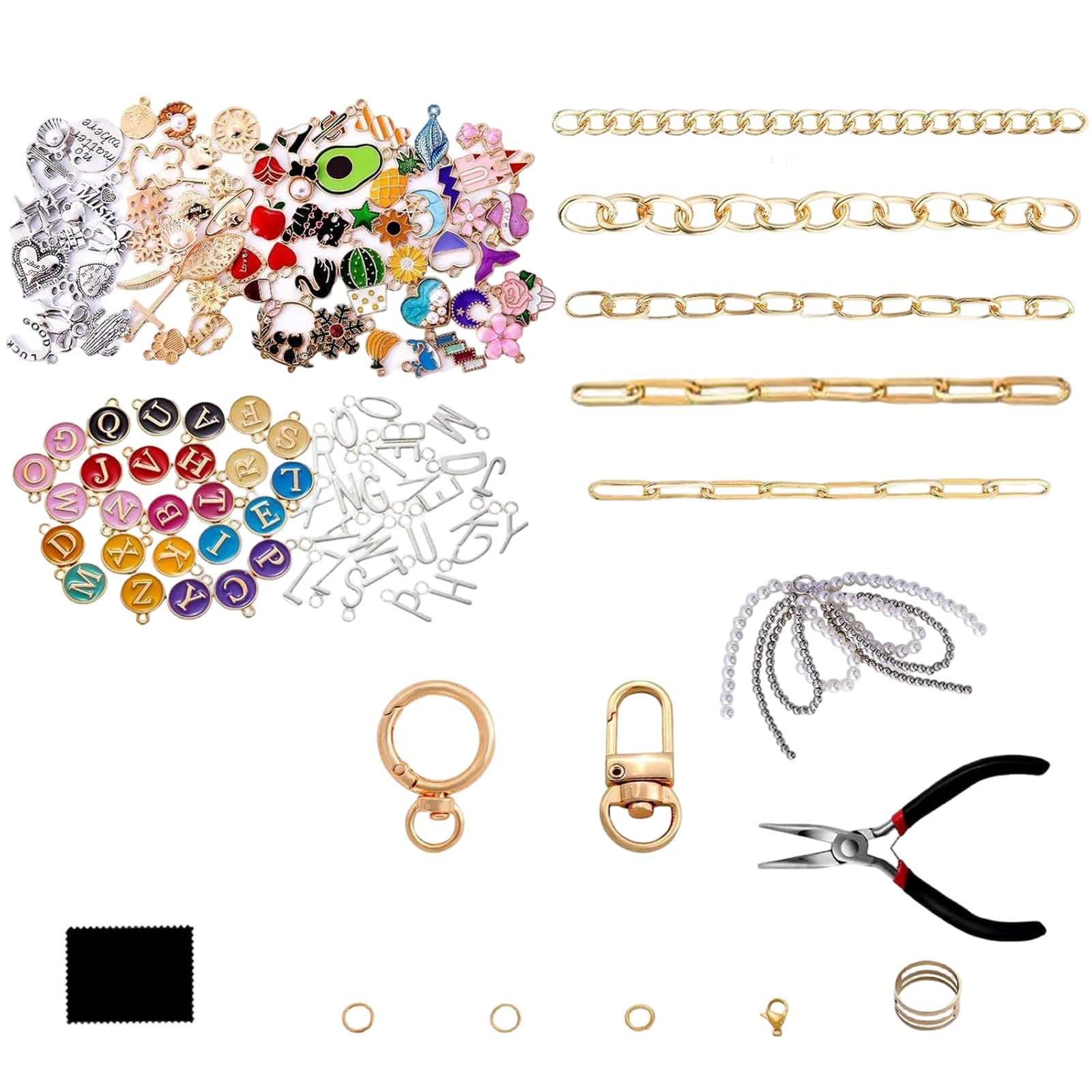 CAZSTYK Keychain Craft Set with Alloy Charm Keyring Making Materials Alloy Texture for Jewelry Making and Other Accessories Metal Keychain Component